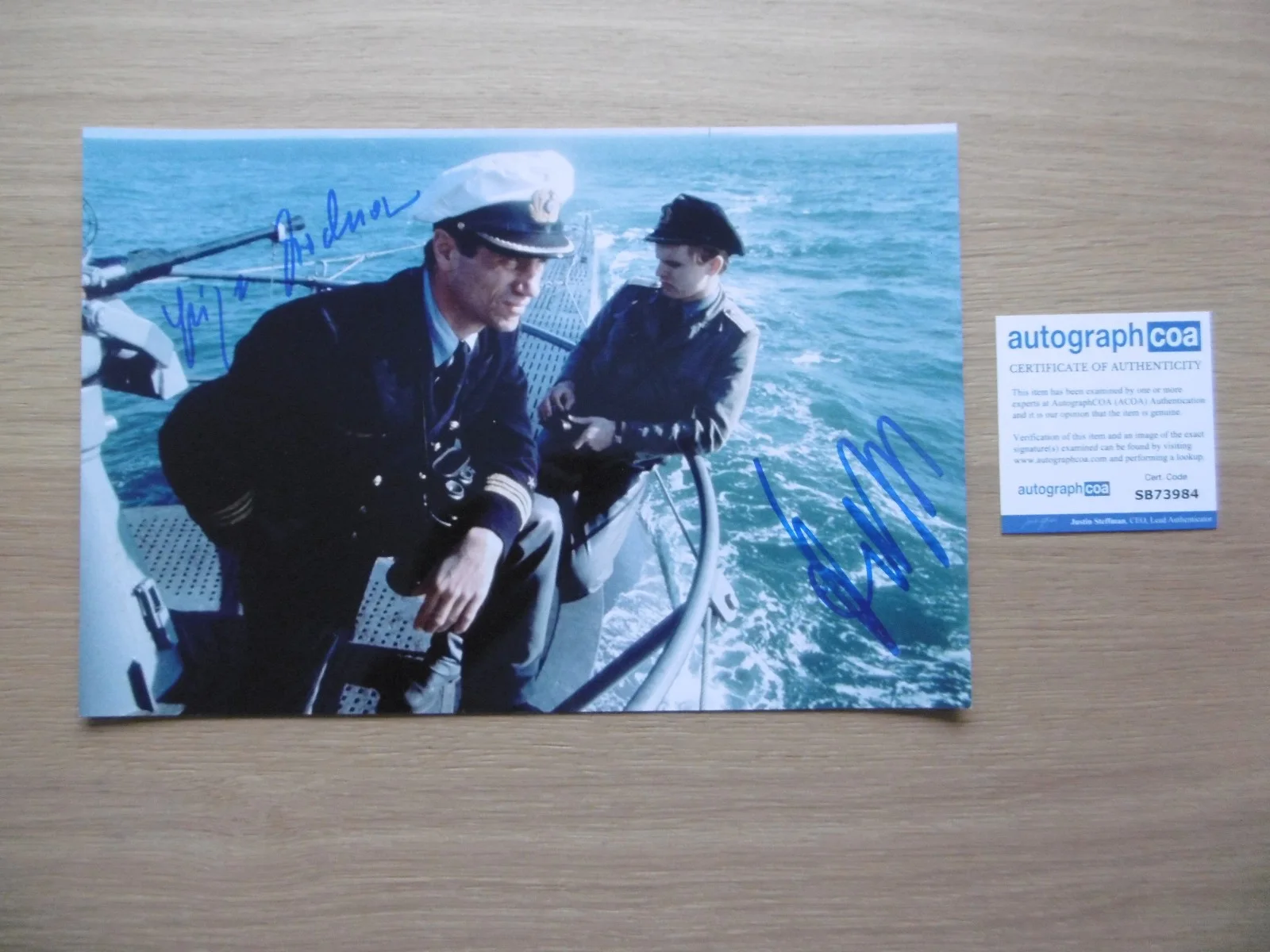 Jürgen Prochnow & Herbert Grönemeyer — Jürgen Prochnow & Grönemeyer "The Boat" signed 8x12 inch photo autograph ACOA