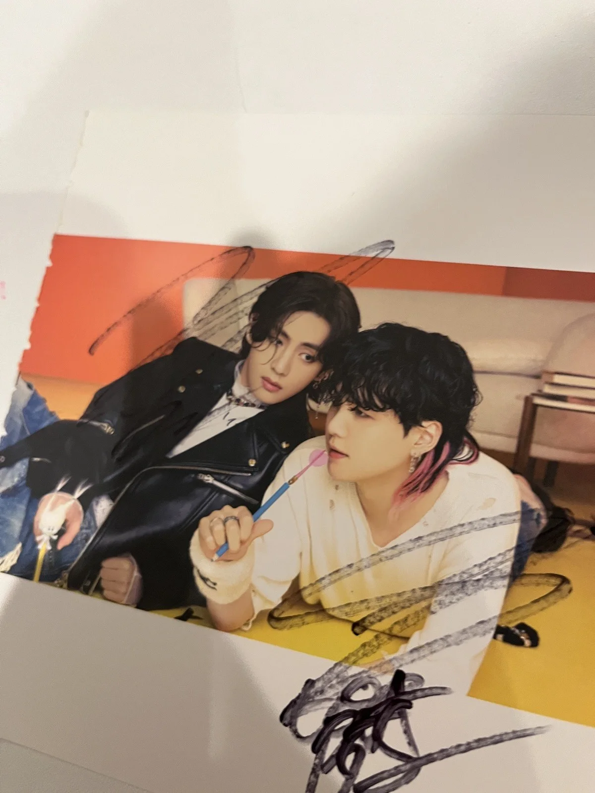 BTS Fan Sign Event Limited RARE Autographed 1PC Hand Signed 5x5” PHOTOCARD, image 3