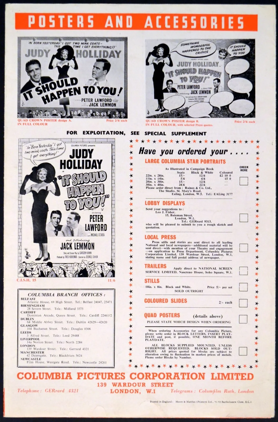 IT SHOULD HAPPEN TO YOU 1954 Judy Holliday, Jack Lemmon UK PRESSBOOK, image 2