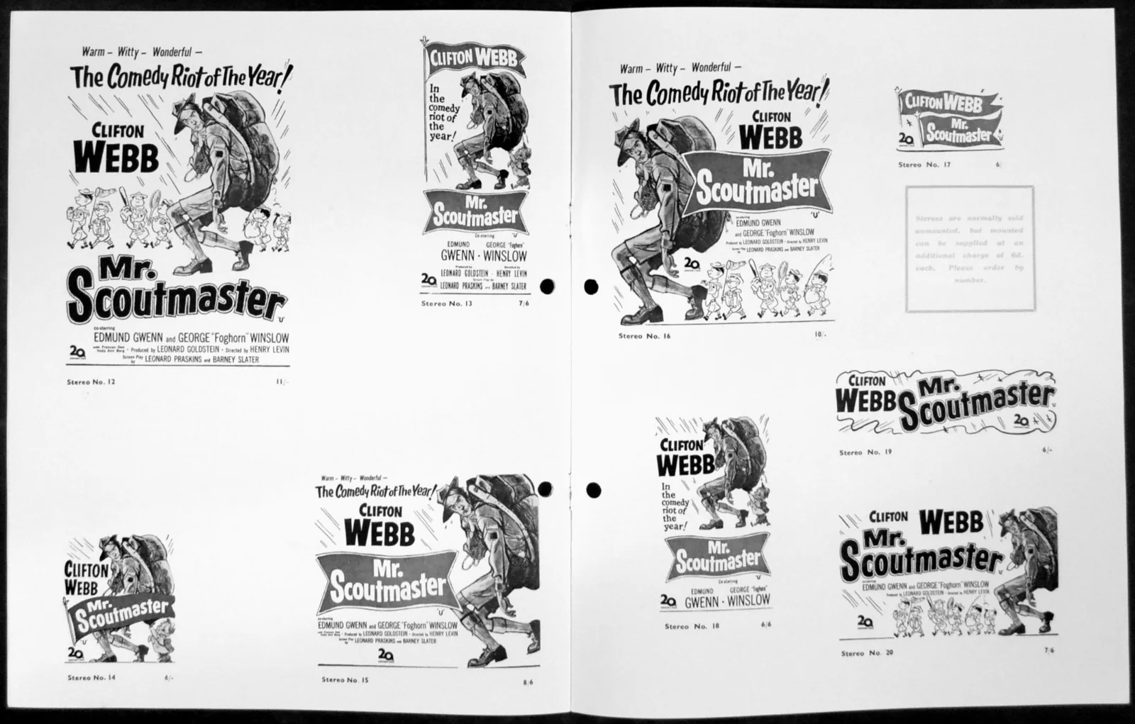 MR. SCOUTMASTER 1953 Clifton Webb, Edmund Gwenn, Frances Dee UK PRESSBOOK, изображение 2
