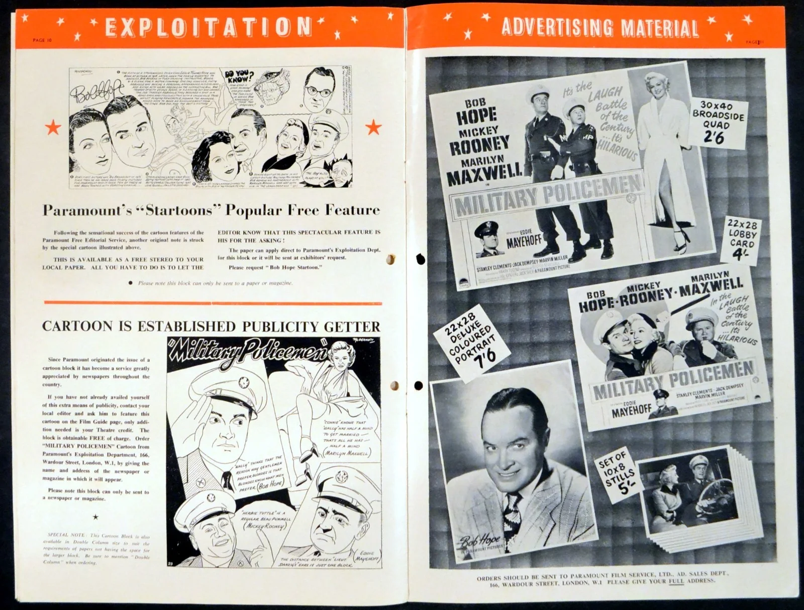 MILITARY POLICEMEN 1953 Bob Hope, Mickey Rooney, Marilyn Maxwell UK PRESSBOOK, image 2
