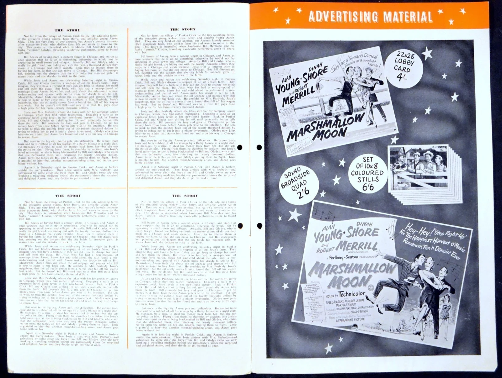MARSHMALLOW MOON 1952 Alan Young, Dinah Shore, Adele Jergens UK PRESSBOOK, image 2