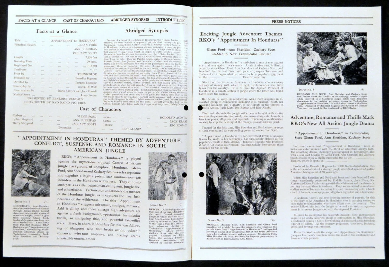 APPOINTMENT IN HONDURAS 1953 Glenn Ford, Ann Sheridan UK CAMPAIGN BOOK, изображение 2