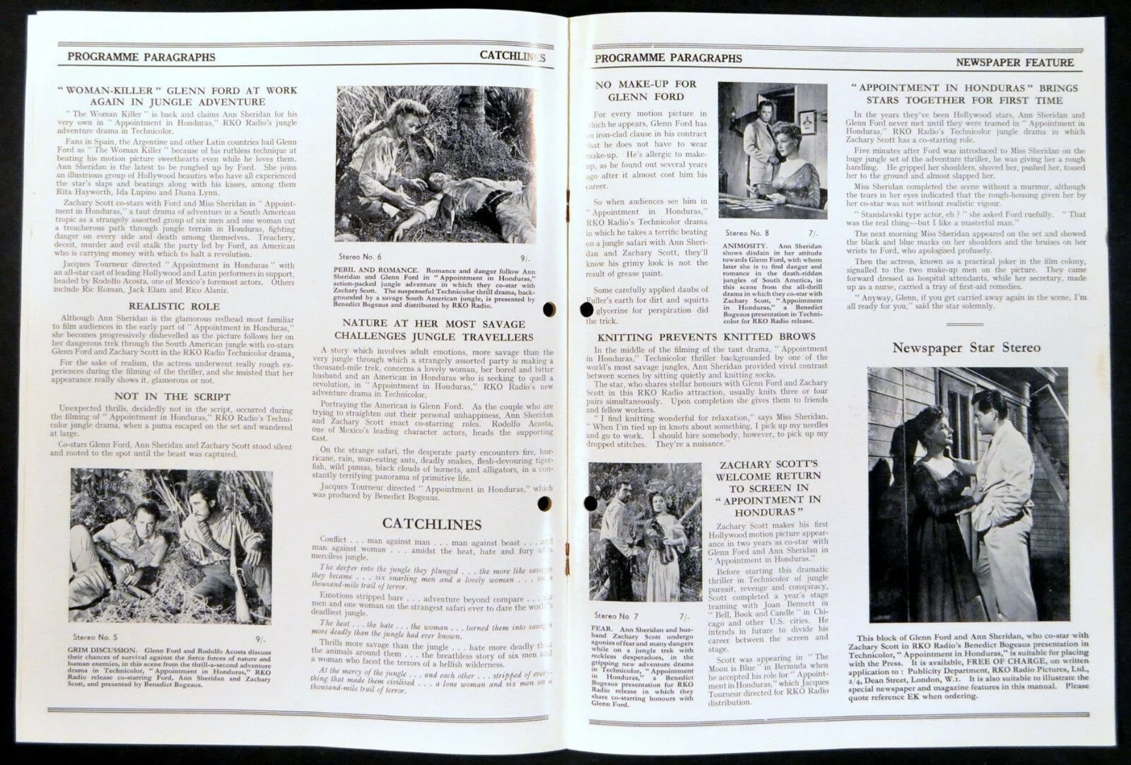 APPOINTMENT IN HONDURAS 1953 Glenn Ford, Ann Sheridan UK CAMPAIGN BOOK, изображение 3