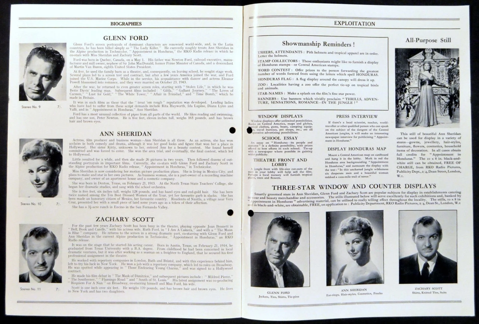 APPOINTMENT IN HONDURAS 1953 Glenn Ford, Ann Sheridan UK CAMPAIGN BOOK, изображение 4