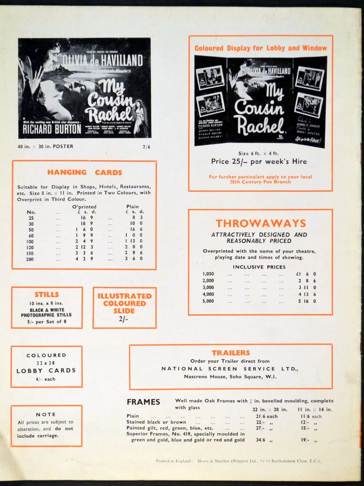 MY COUSIN RACHEL 1952 Olivia de Havilland, Richard Burton UK PRESSBOOK, изображение 2