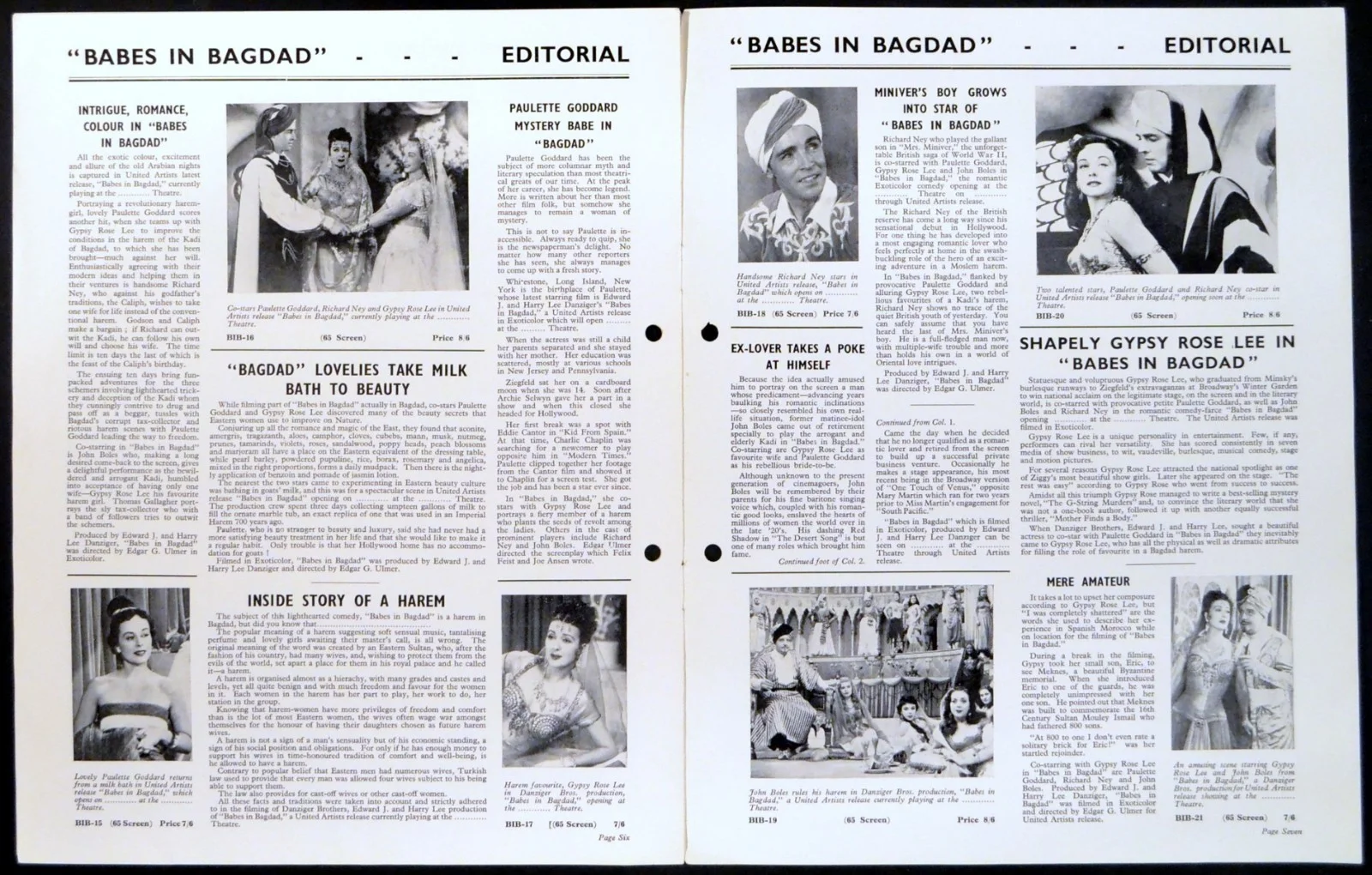 BABES IN BAGDAD 1952 Paulette Goddard, Gypsy Rose Lee UK CAMPAIGN BOOK, изображение 4