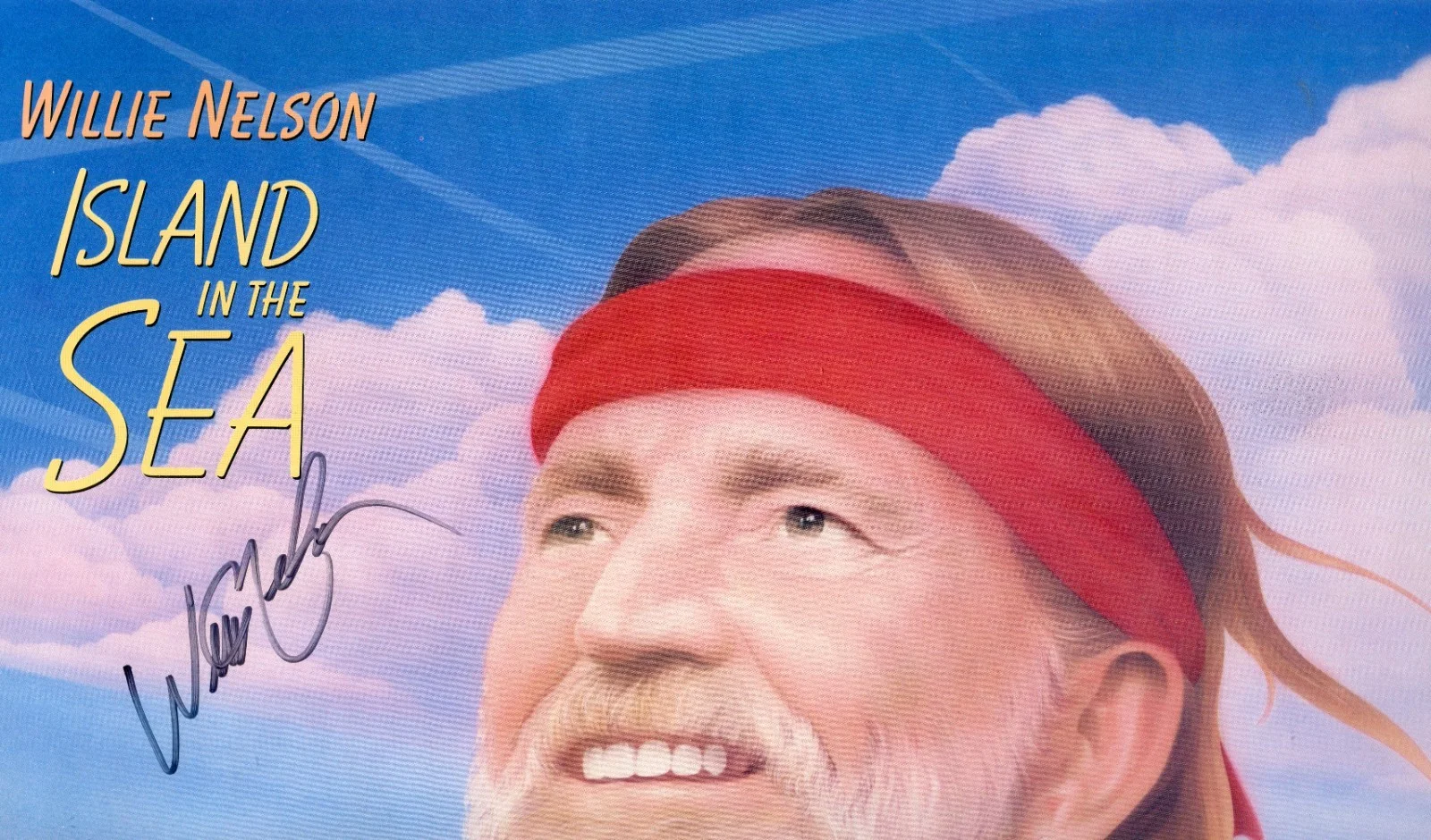 Willie Nelson — * WILLIE NELSON * signed 1987 12x12"Islands In the Sea" album flat, image 2