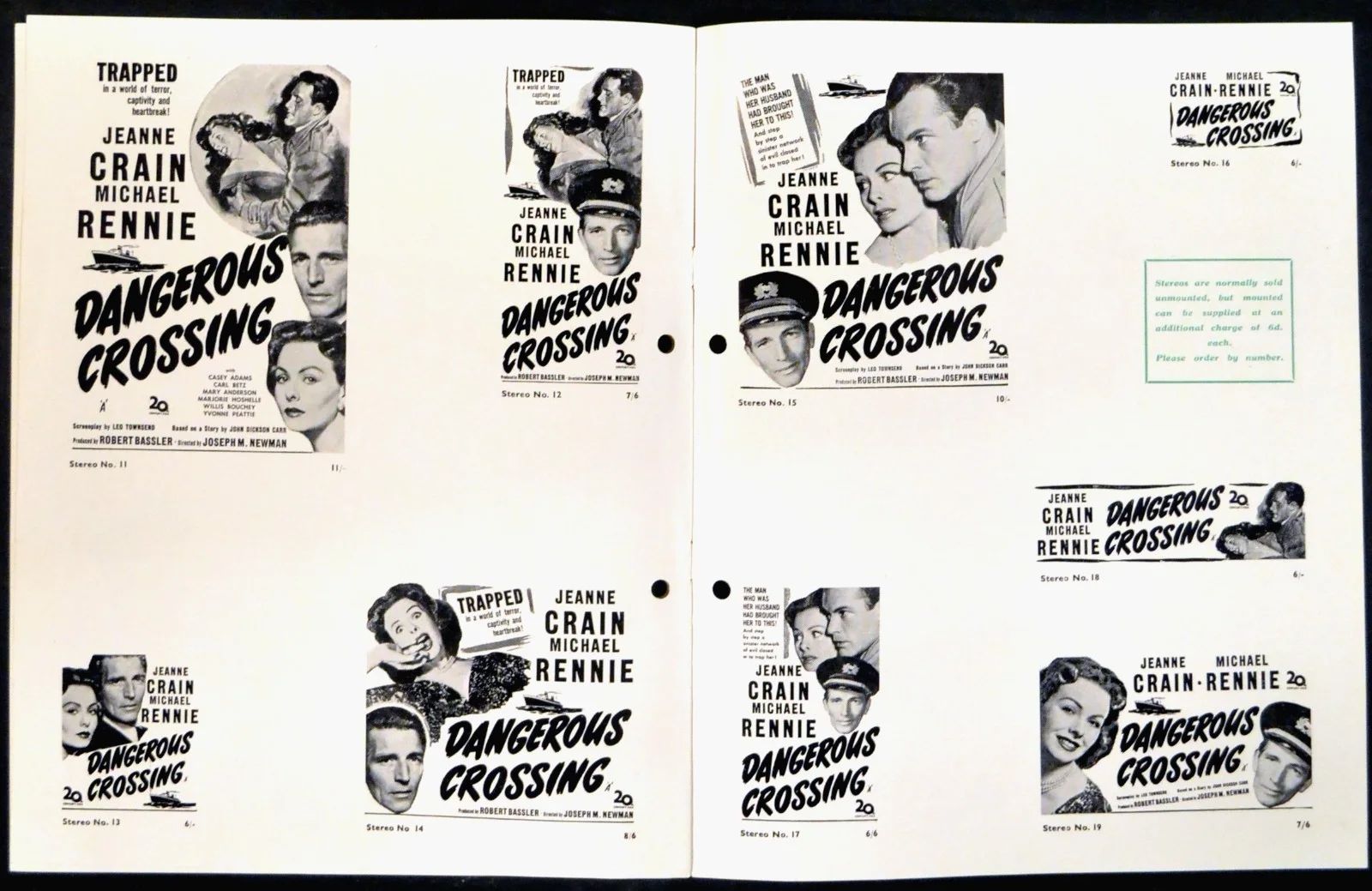 DANGEROUS CROSSING 1953 Jeanne Crain, Michael Rennie UK CAMPAIGN BOOK, изображение 3