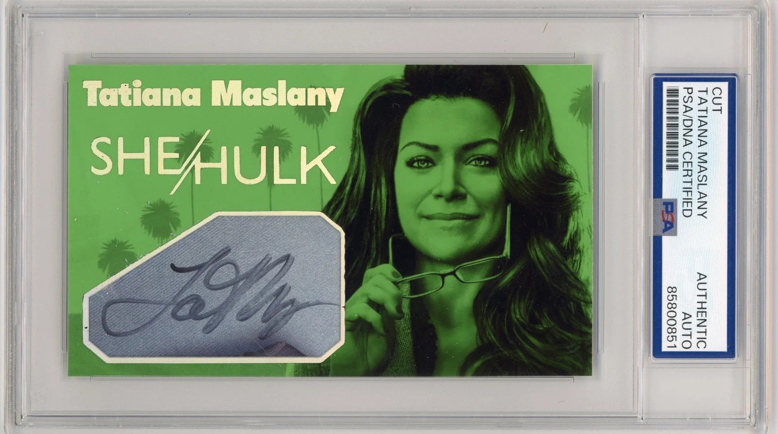 Tatiana Maslany — Tatiana Maslany Signed Cut Custom She Hulk 3x5 Card PSA Slab Slabbed AUTO