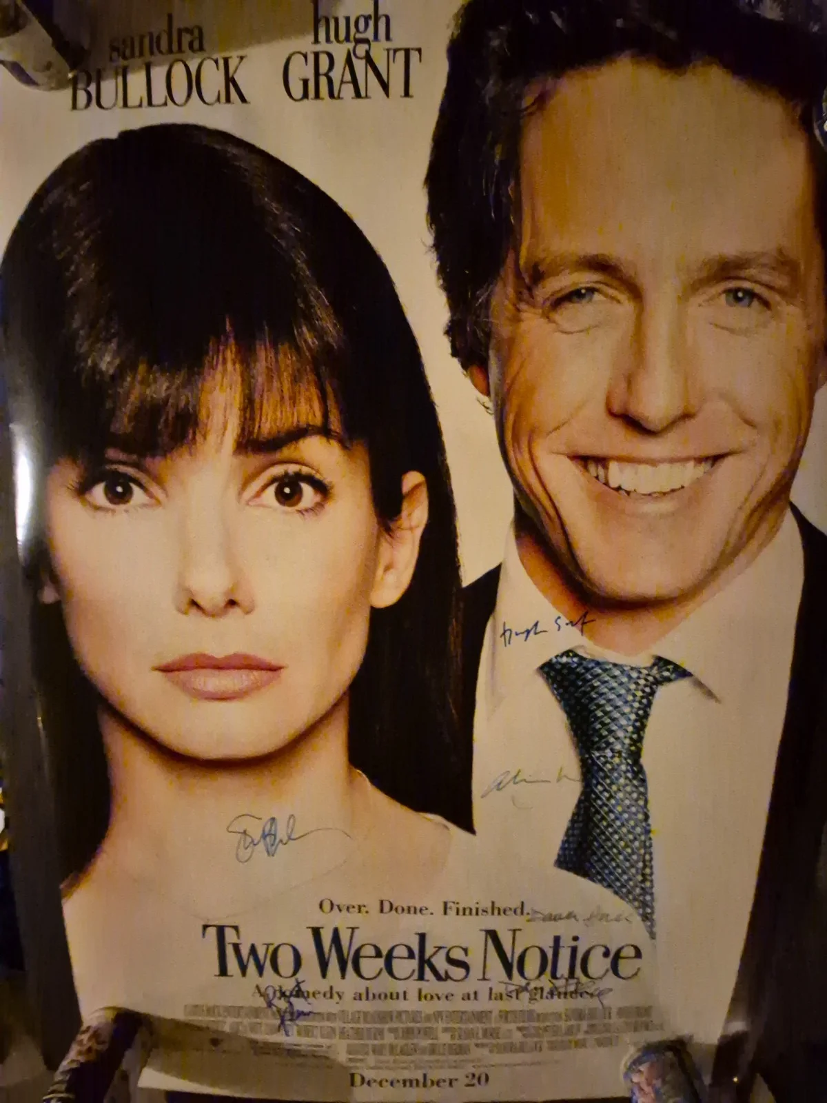 SEE BELOW — TWO WEEKS NOTICE-TEASER-CAST SIGNED MOVIE POSTER-w/COA ekim
