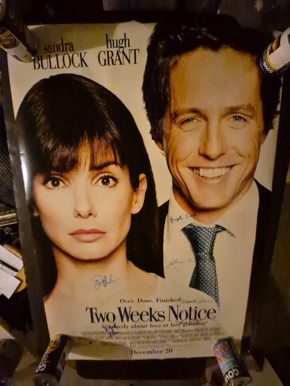SEE BELOW — TWO WEEKS NOTICE-TEASER-CAST SIGNED MOVIE POSTER-w/COA ekim, изображение 4