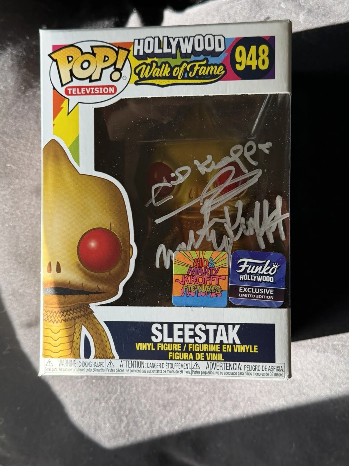 Sid Krofft — Funko Signed HR Pufnstuf Sleestak Gold Hollywood Walk Fame Sid Marty Krofft COA