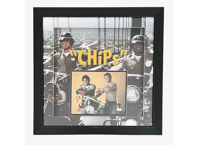 Erik Estrada & Larry Wilcox Signed CHIPs 3D Photo 23x23 Frame (JSA), image 3