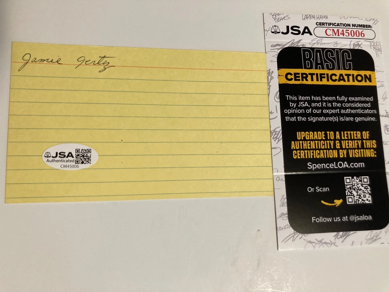 JAMI GERTZ — JAMI GERTZ signed 3x5 card "THE LOST BOYS", "TWISTER", "ER" JSA #CM45006, изображение 2