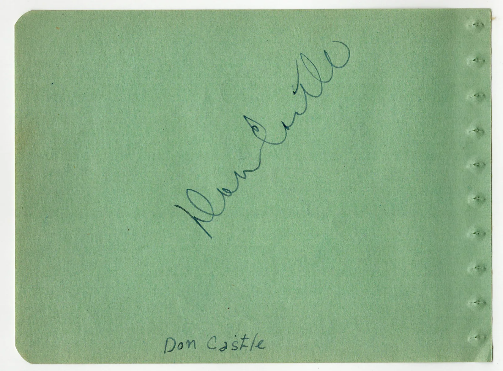 Johnny Weissmuller Don Castle — Johnny Weissmuller Tarzan Olympics Autographed Signed Album Page AMCo COA 876, image 2