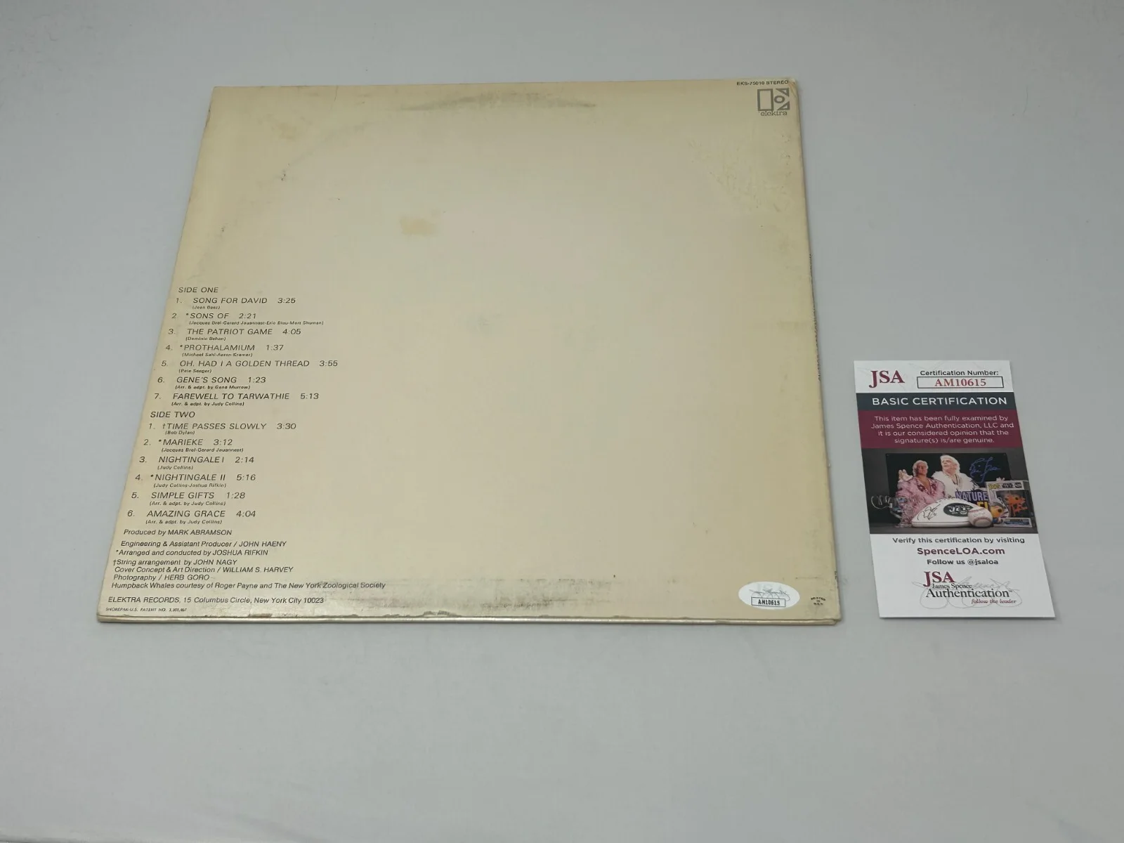 Judy Collins signed Whales & Nightingales Album JSA COA, изображение 2