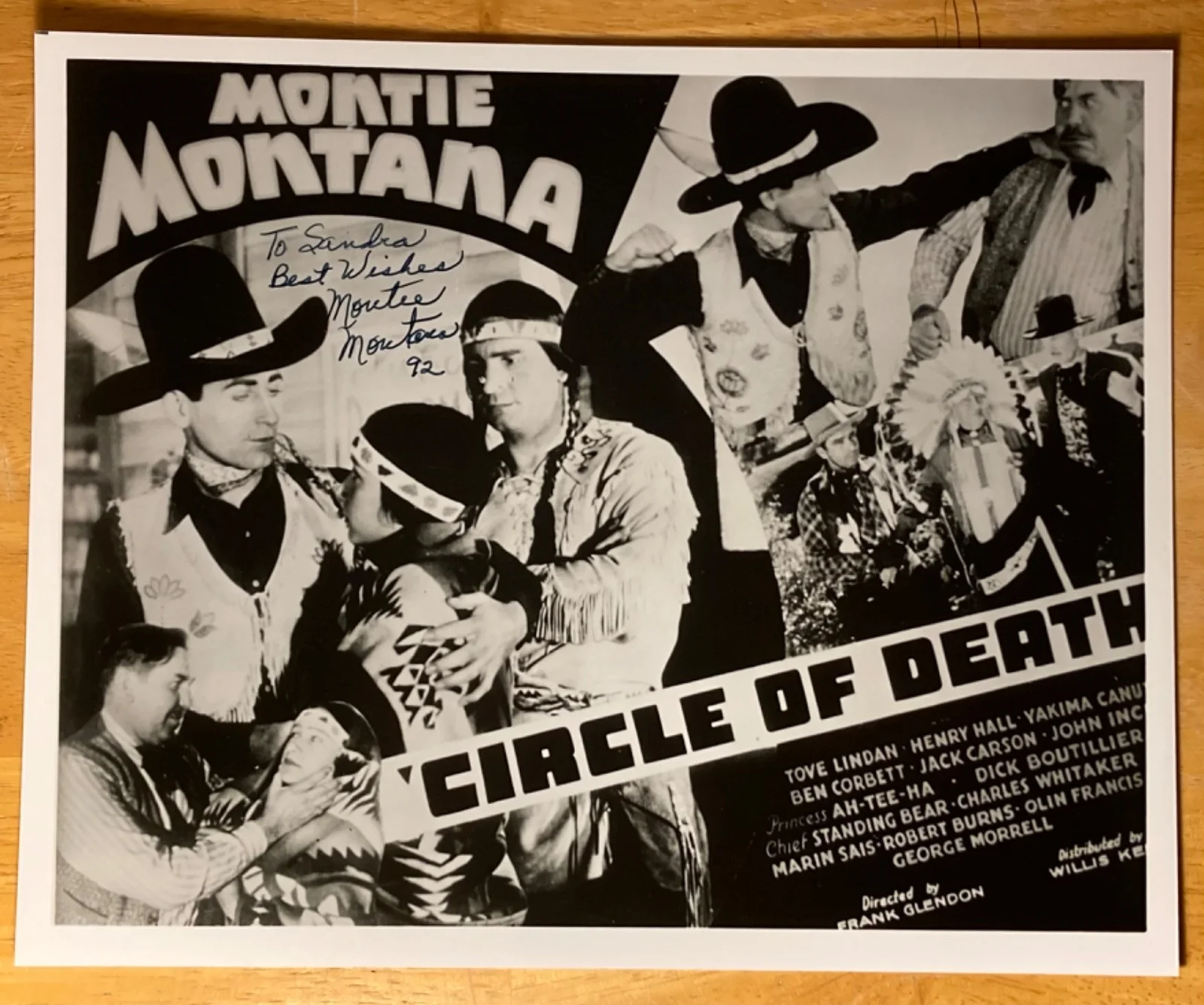 RARE Hand SIGNED Montie Montana 10x8 Vintage Photo - Circle Of Death, Rodeo HOF, изображение 2