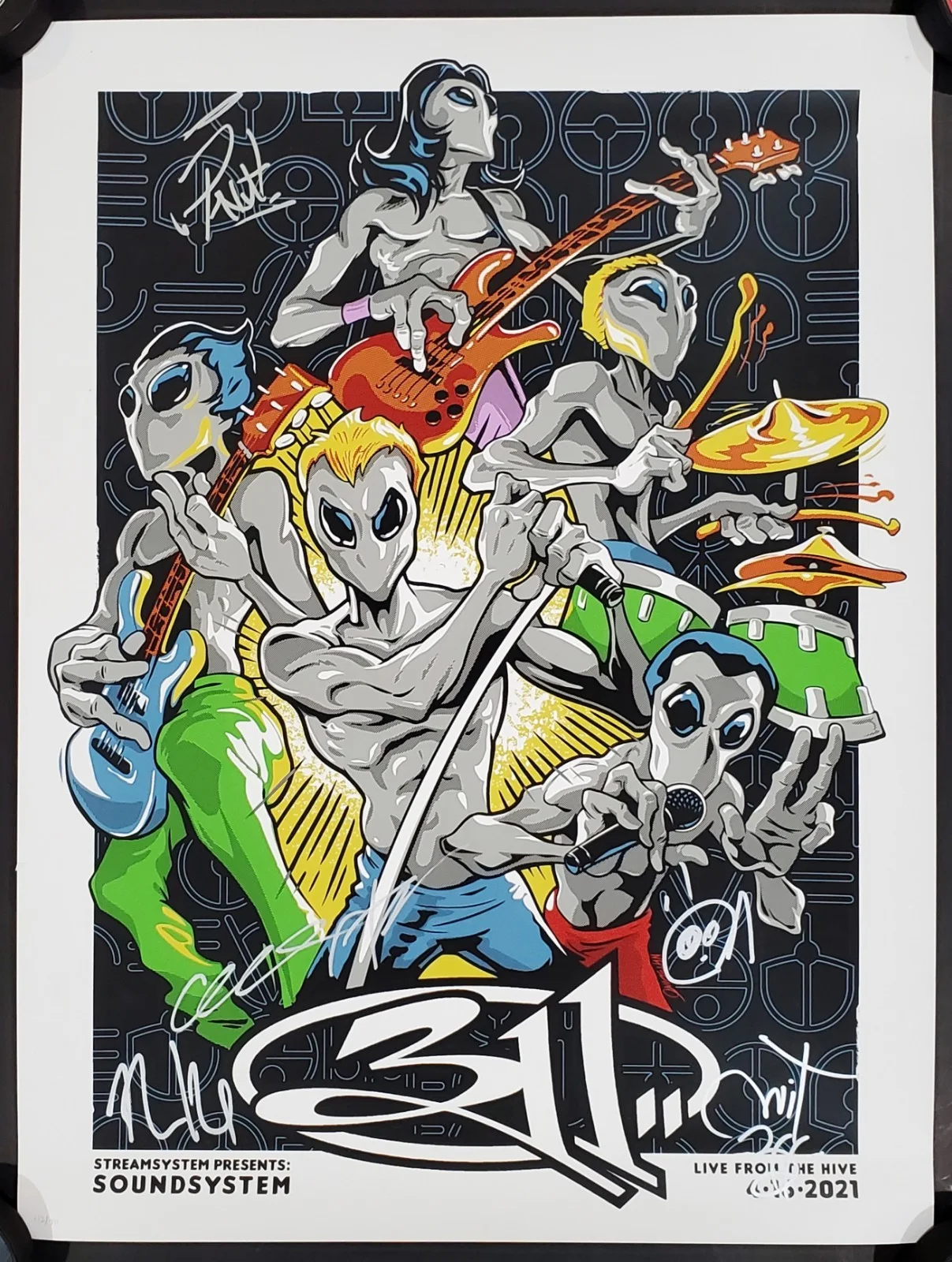 311 BAND SIGNED 2021 SOUNDSYSTEM THE HIVE CONCERT TOUR POSTER W/JSA CERT, image 2