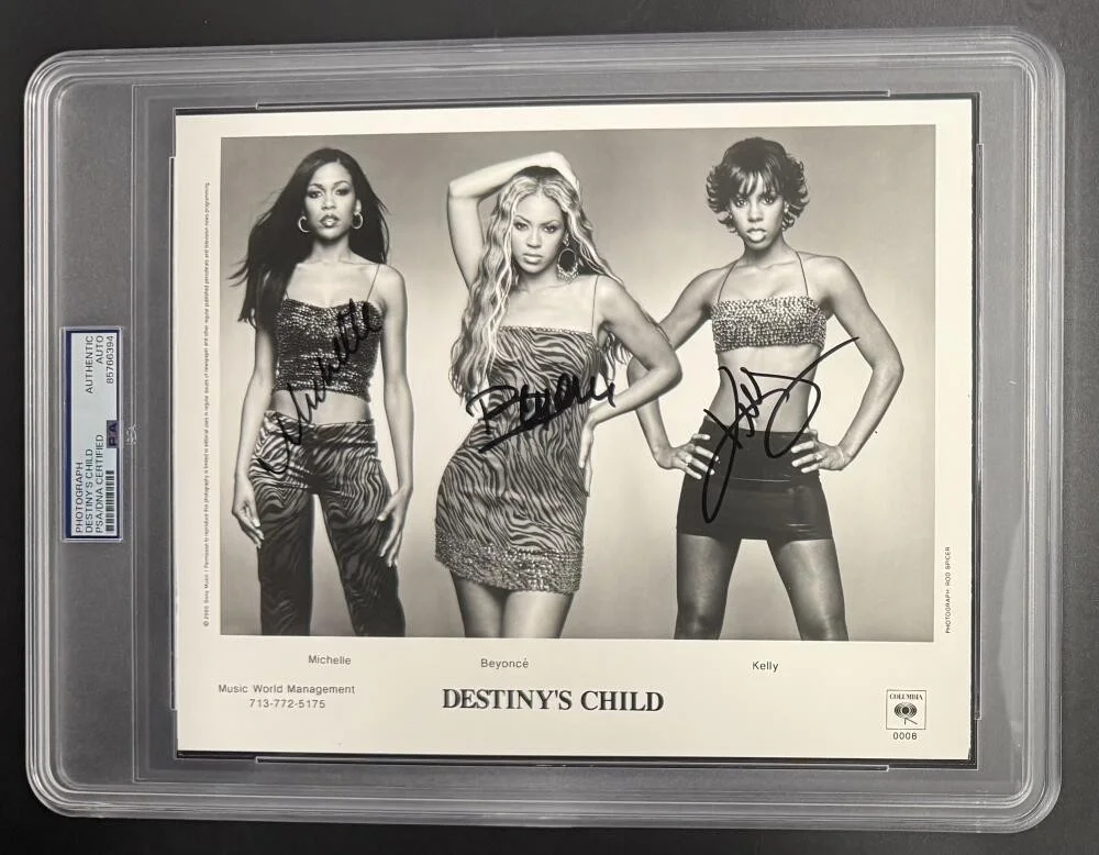 Beyonce, Michelle Williams, Kelly Rowland — Destiny's Child Beyonce Signed Autograph Full Promo PSA/DNA 8x10 COA Slab Photo