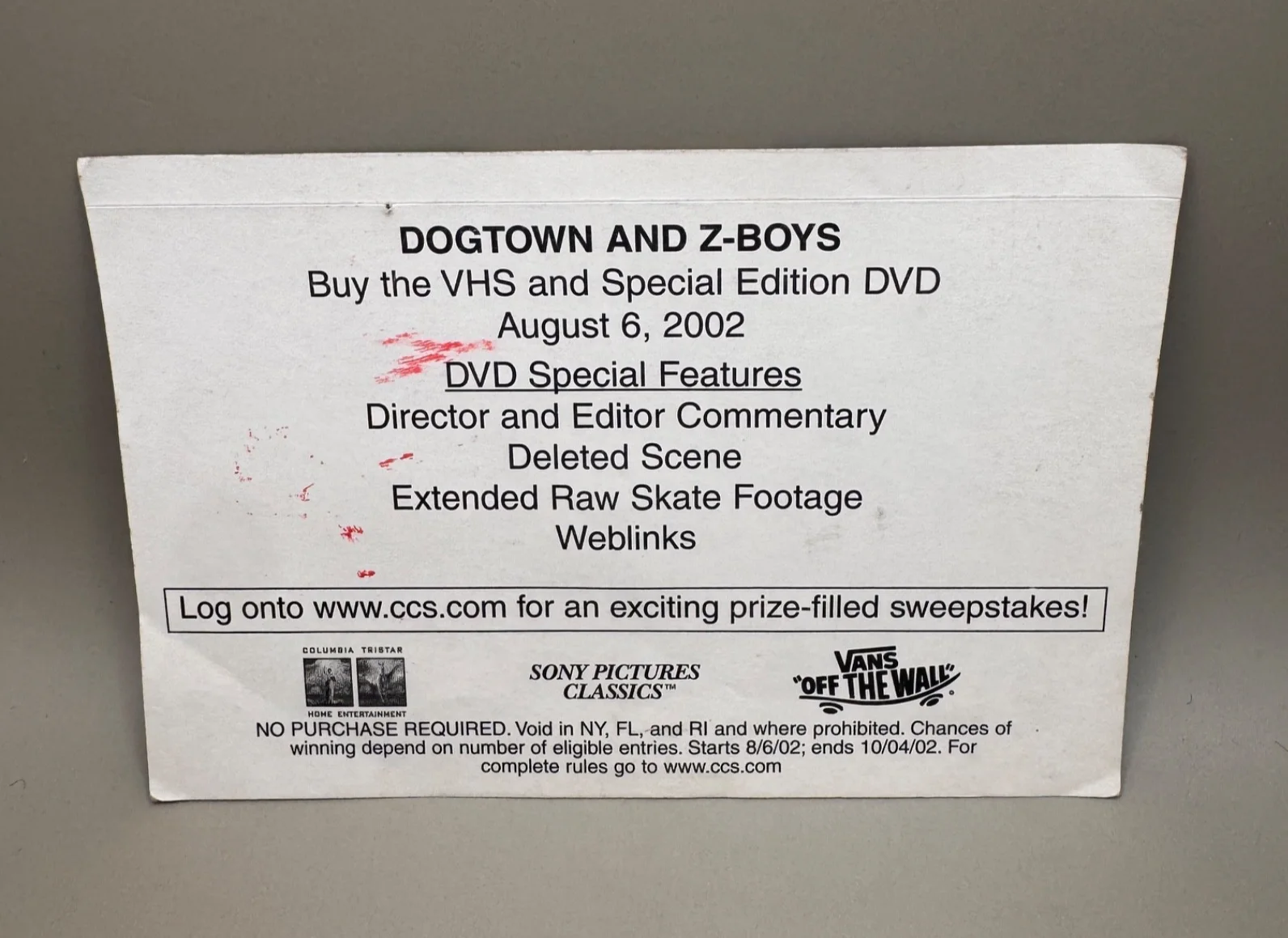Tony Alva — Dogtown And Z-Boys 3 x 4.5 Sticker Signed By Tony Alva 2002, image 3
