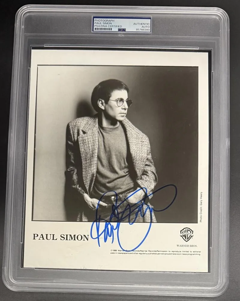 Paul Simon — Paul Simon Signed Autograph Rare Original Promo PSA/DNA 8x10 COA Slabbed Photo