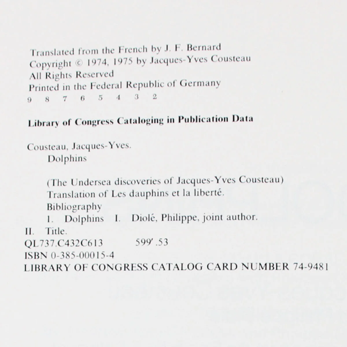 Jacques-Yves Cousteau Signed Book w/Jean-Michel Dolphins - COA JSA, image 4