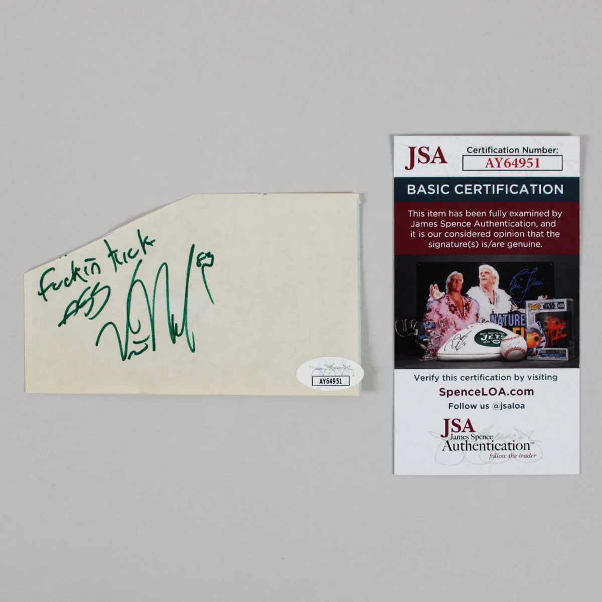 Vince Neil Signed Cut Motley Crue "F**kin' Kick A**" - COA JSA, image 3