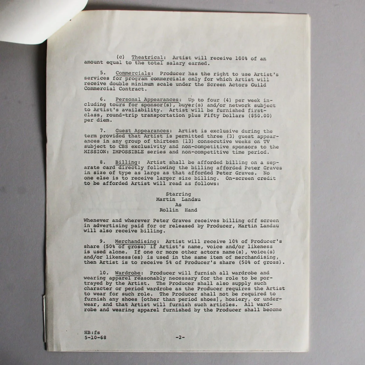 Martin Landau Signed Contract Mission Impossible 1968 Television Series - COA..., image 5