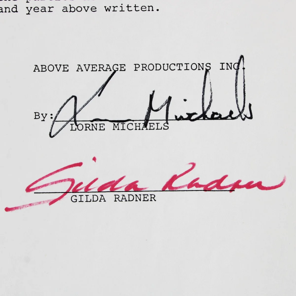 Gilda Radner Signed Contract w/ Lorne Michaels - COA JSA, image 2