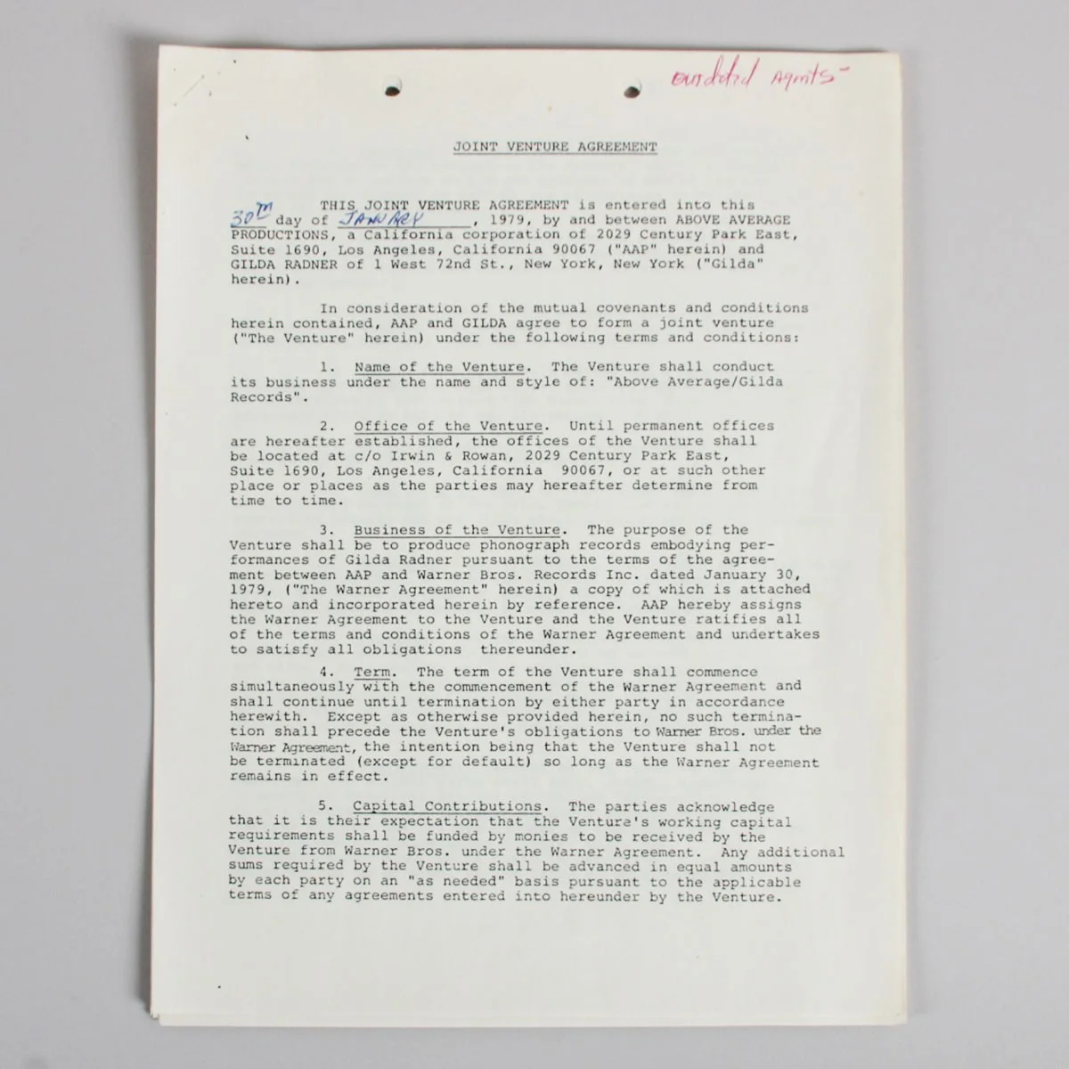 Gilda Radner Signed Contract w/ Lorne Michaels - COA JSA, image 3