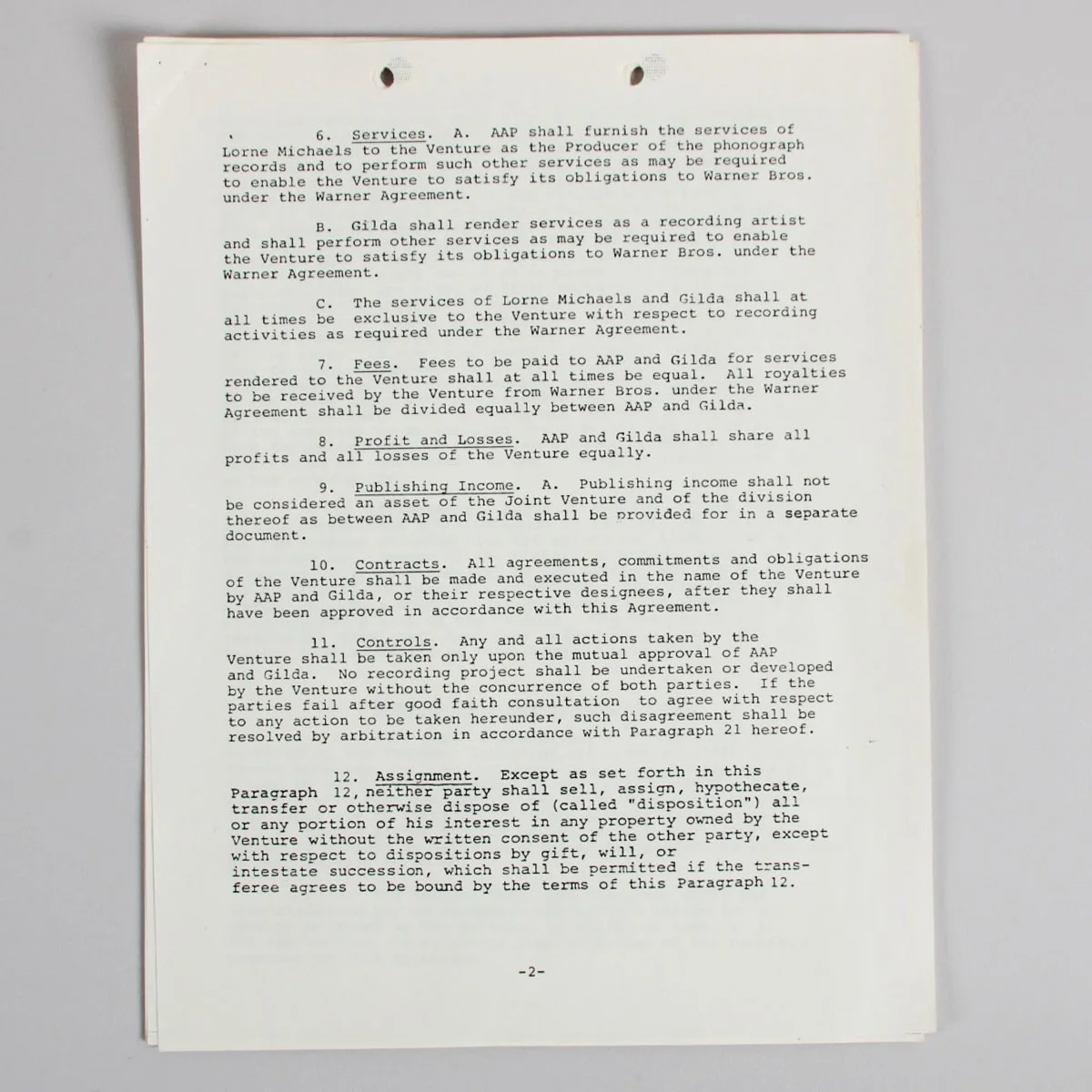 Gilda Radner Signed Contract w/ Lorne Michaels - COA JSA, image 4