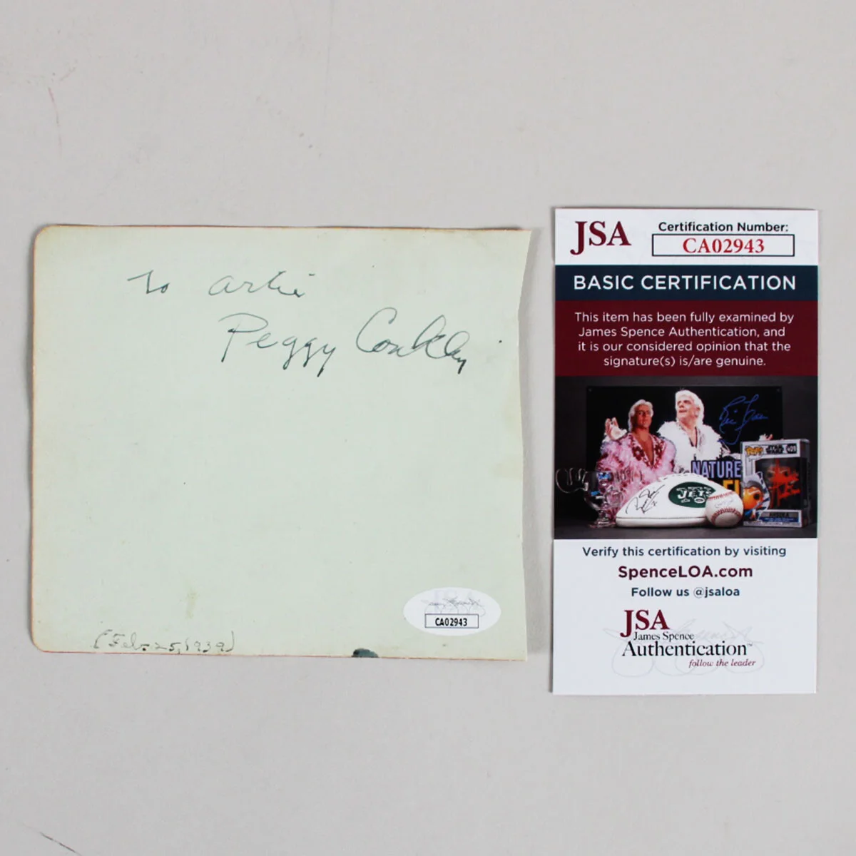 Peggy Conklin Signed Cut w/ Lucky Mindler - COA JSA, image 4