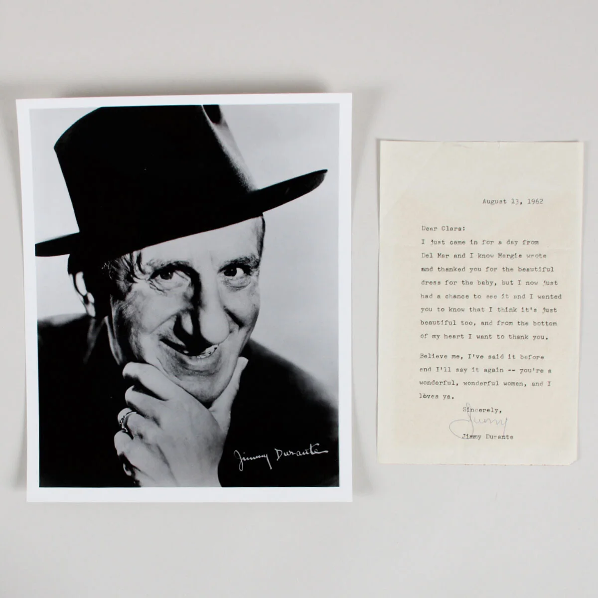 Jimmy Durante Signed Letter TLS - COA JSA, image 3