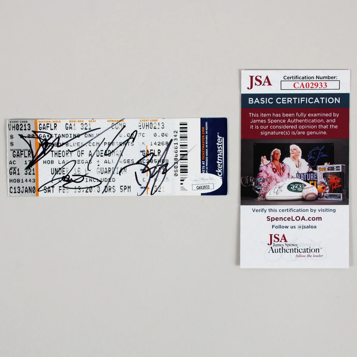Theory of a Deadman Band Signed Ticket - COA JSA, image 3