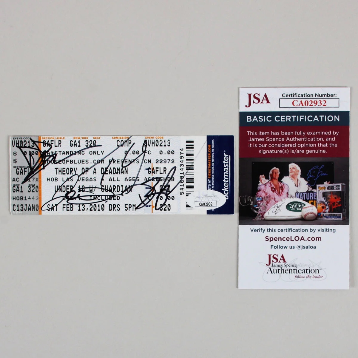 Theory of a Deadman Band Signed Ticket - COA JSA, image 3