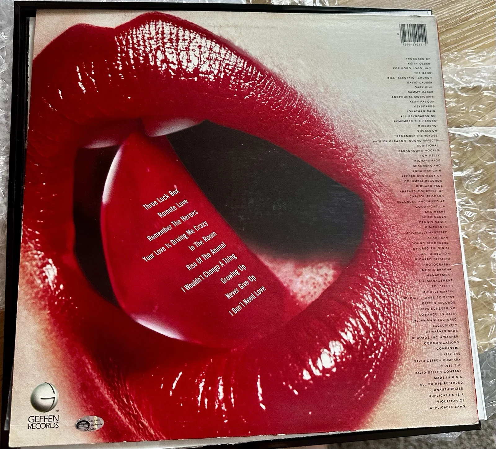 Sammy Hagar Signed “Three Lock Box” Vinyl LP Record w/ COA Geffen Rare Autograph, image 3