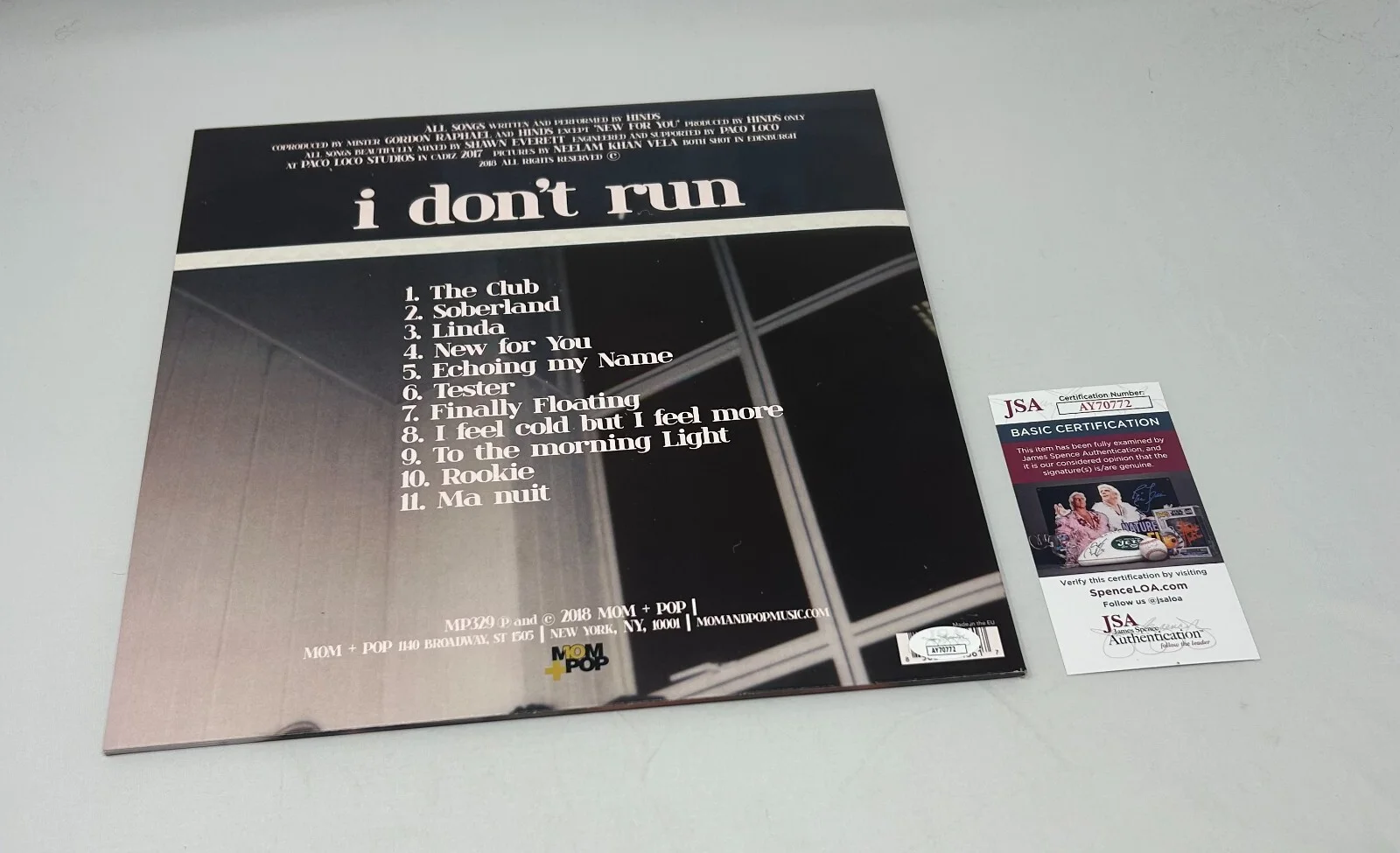 Hinds signed I Don't Run Album JSA COA, image 2
