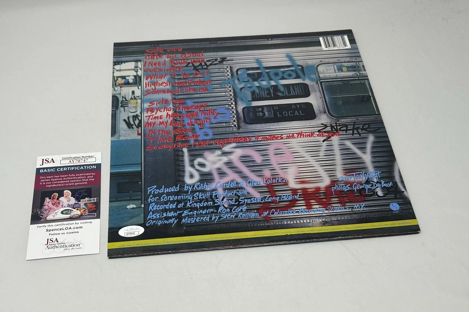 Marky Ramone signed Ramones Subterranean Jungle Album JSA COA, image 2