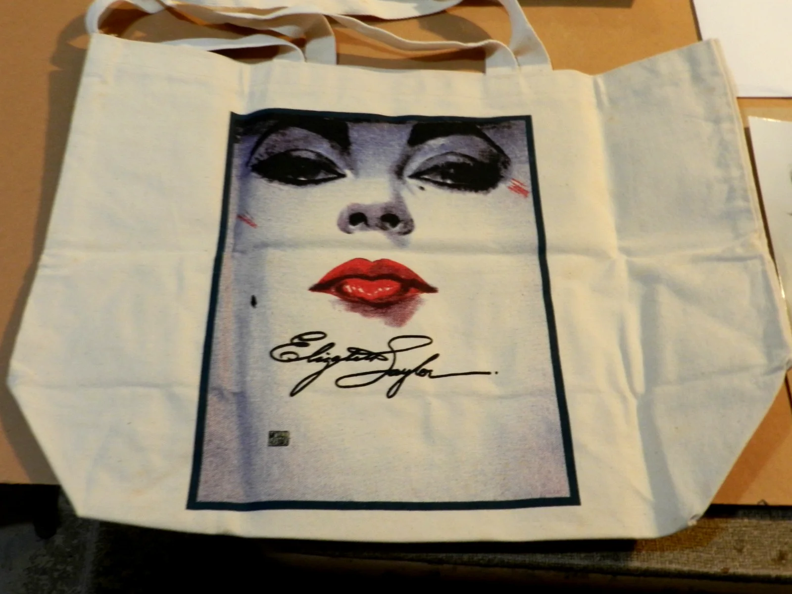 Elizabeth Taylor Signed Photo/ Tote Bag artwork by Michael Vollbracht, image 2