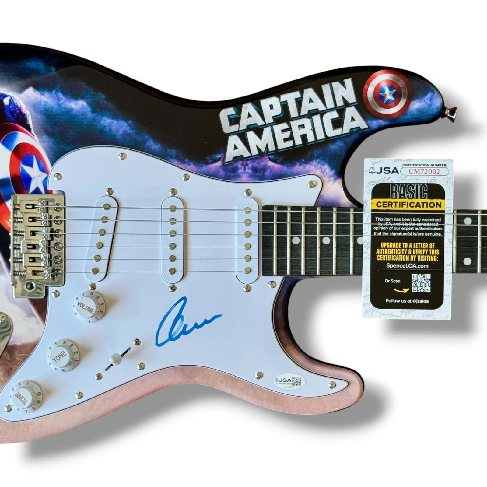 Chris Evans — Chris Evans Signed Guitar Custom Graphics JSA COA Captain America Steve Rogers, image 2
