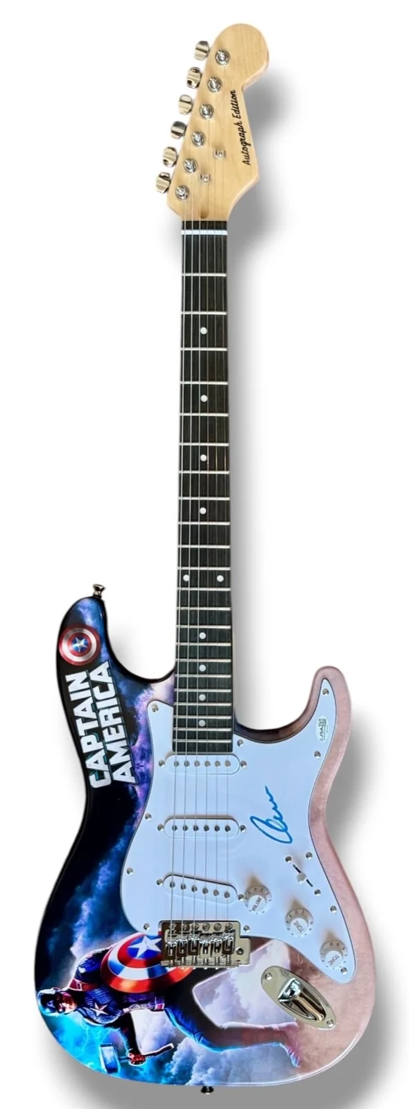 Chris Evans — Chris Evans Signed Guitar Custom Graphics JSA COA Captain America Steve Rogers, image 3