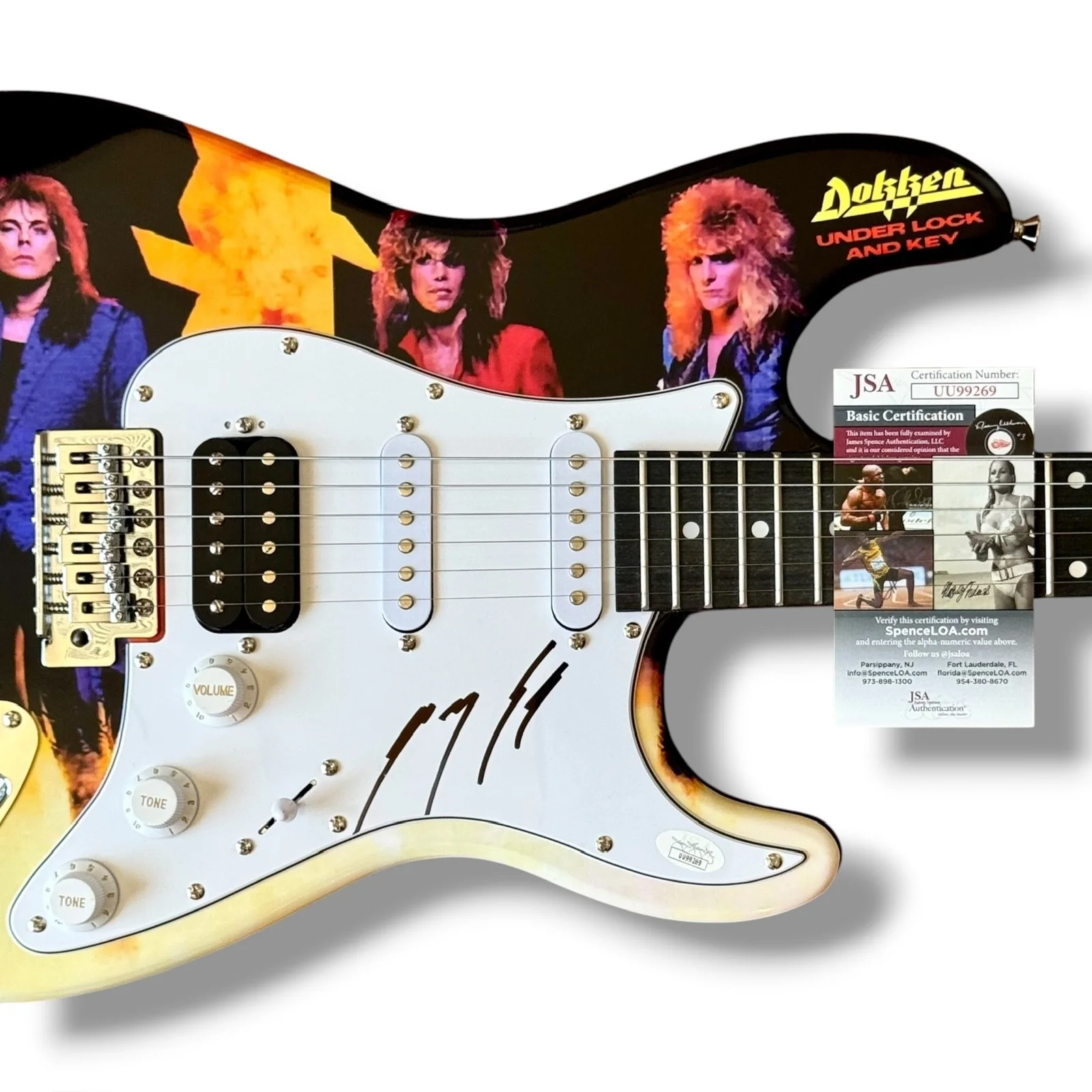 George Lynch Signed Guitar Custom Graphics JSA COA Dokken Under Lock & Key, image 2