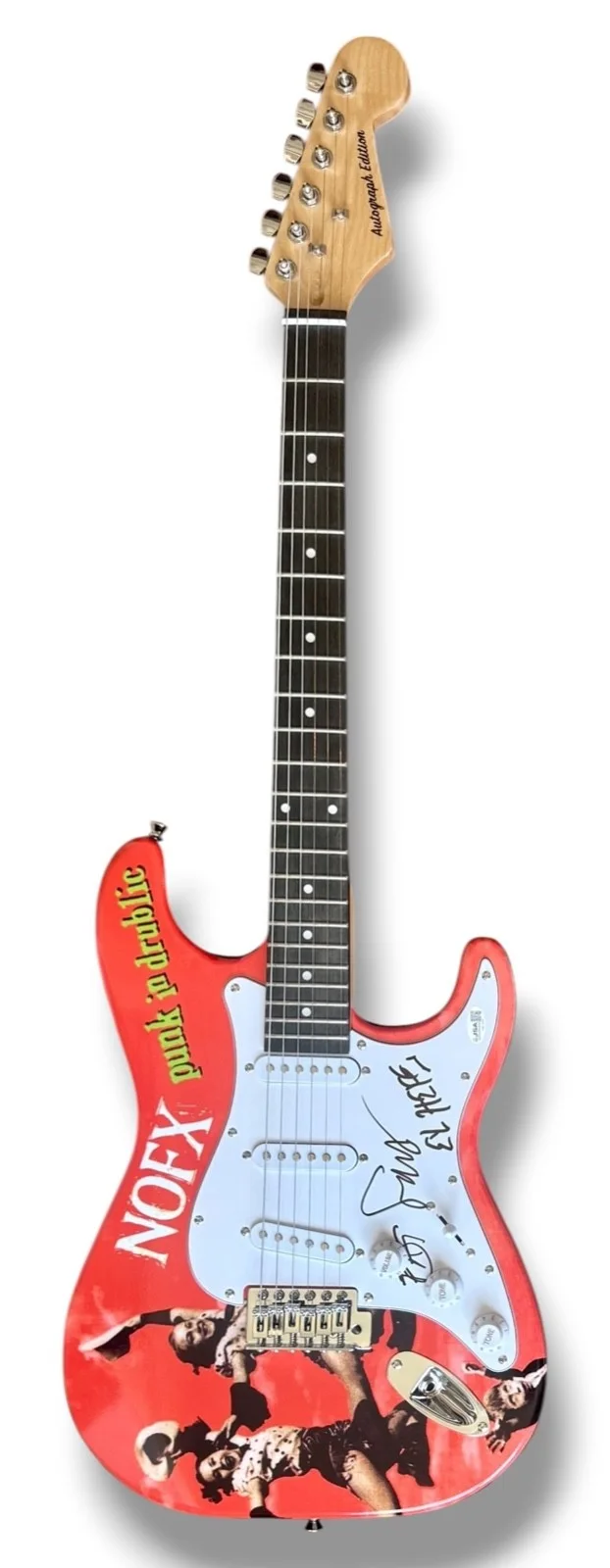 NOFX Signed Guitar Custom Graphics JSA COA Fat Mike El Hefe Erik Smelly Sandin, изображение 3