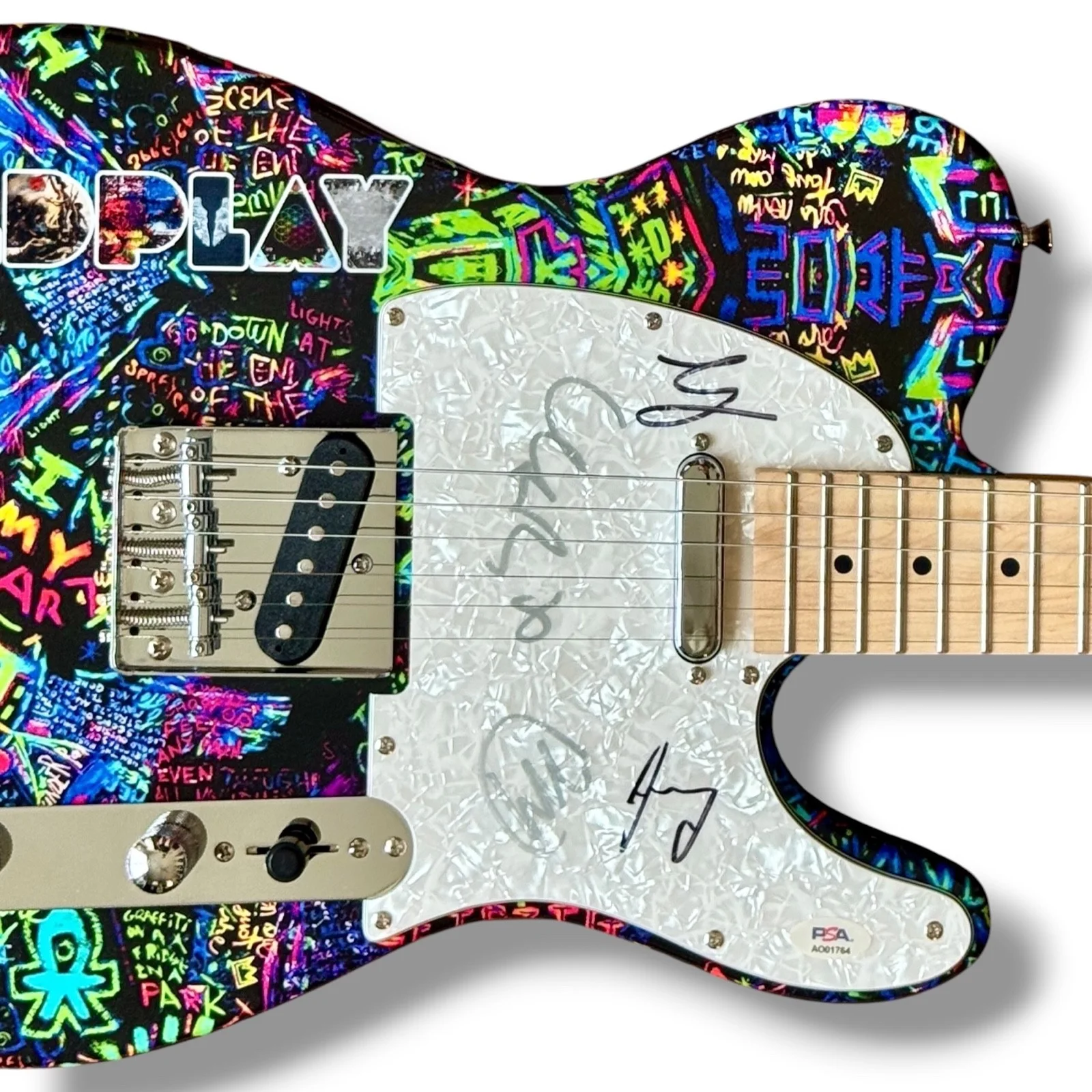 Coldplay Signed Guitar Custom Graphics PSA COA Chris Martin Jonny Guy Will All 4, image 2