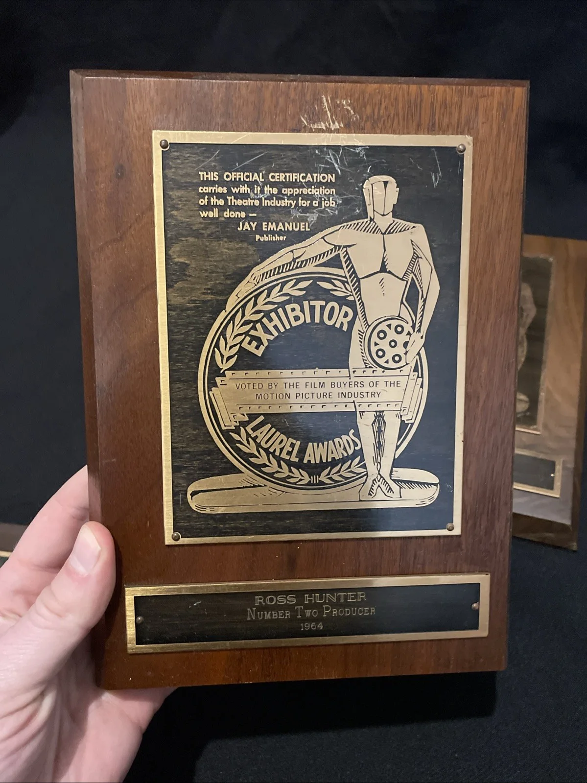 ORIGINAL 3 Ross Hunter Golden Laurel Film Awards (1964-1966) Movie Prop Trophy, изображение 4
