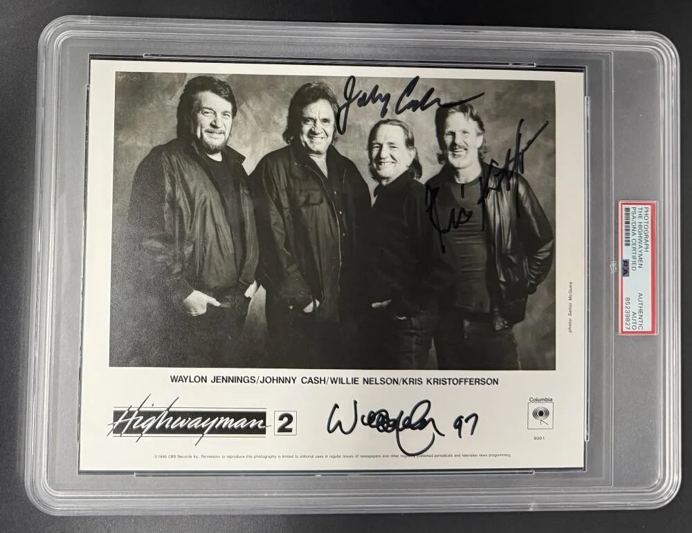 Johnny Cash, Willie Nelson, Kris Kristofferson — Johnny Cash Willie Nelson Kristofferson Signed Autograph PSA/DNA COA 8x10 Photo