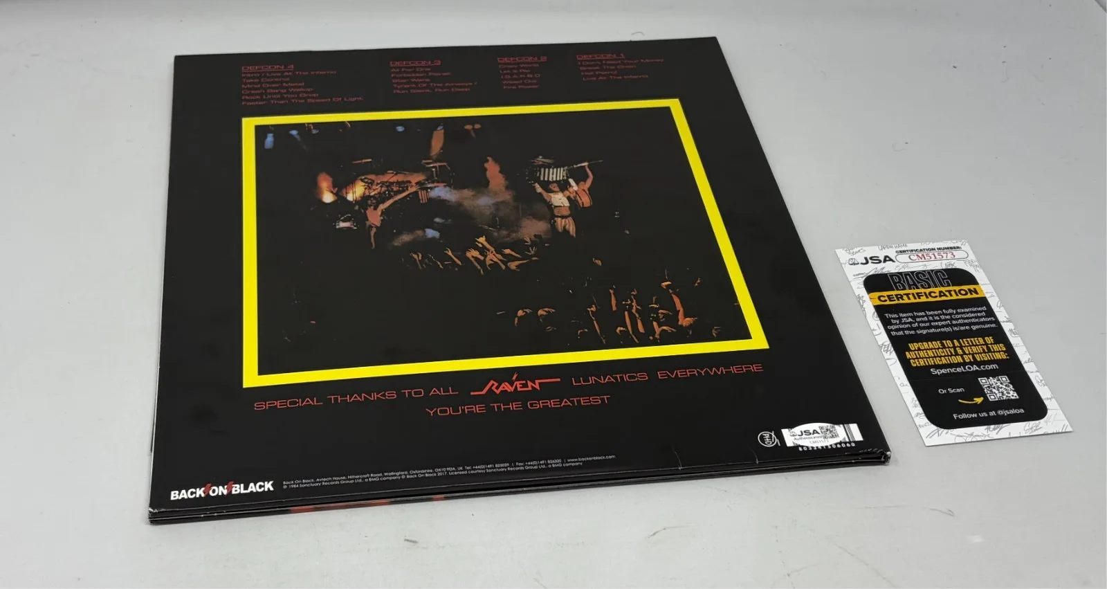 Raven signed Live At The Inferno Album JSA COA, изображение 2
