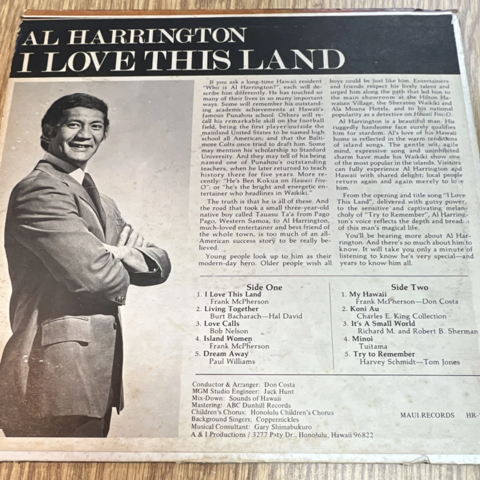 Al Harrington 'I Love This Land' Autographed Original Vinyl Record, image 2