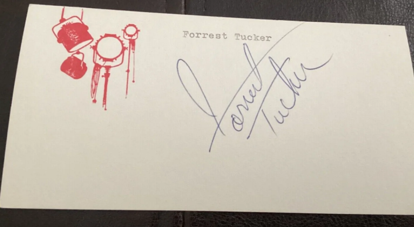 Forrest Tucker — Actor FORREST TUCKER Personally Autographed Signed MOVIE THEATER Card F-TROOP